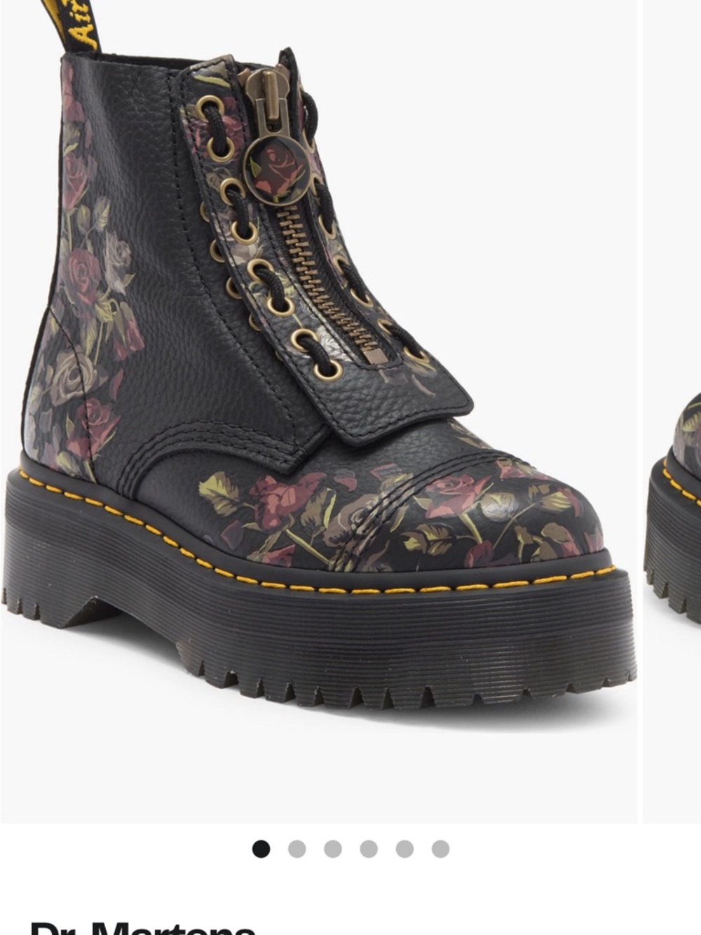 Dr. Martens Black Floral Leather Platform Boot—Sinclair style - Picture 4 of 6